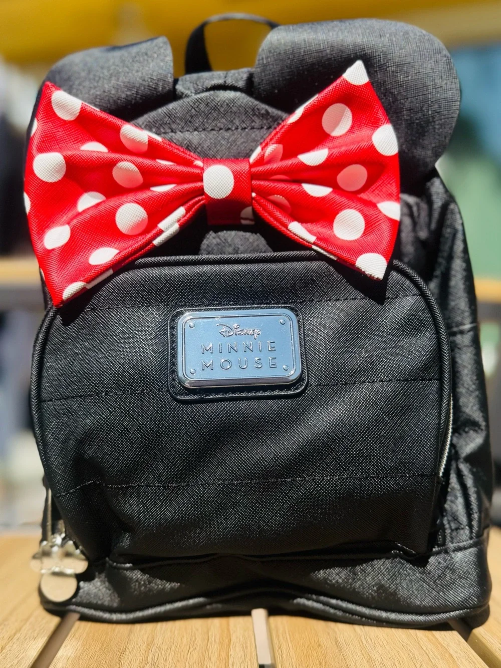 Licensed Minnie Mouse Backpack with Red Polka Dot Bow